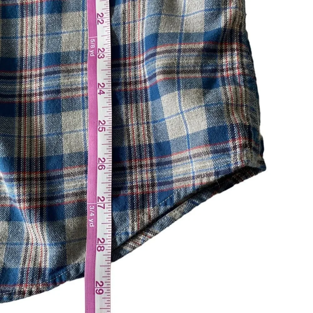 Banana Republic Gray/Blue Striped Luxe Flannel Slim Fit‎ Sz M
